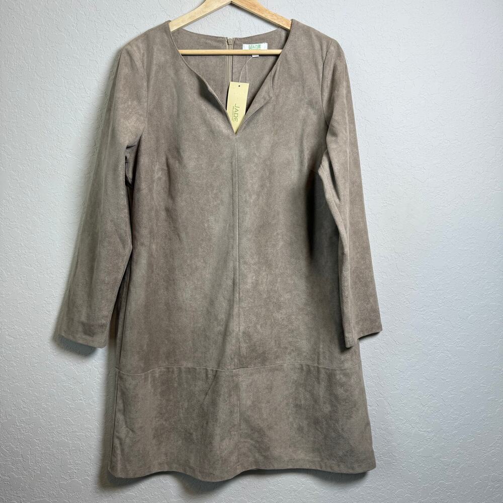 Jade Melody Tam Women's Brown Faux Suede Shift Dress Size XL NEW‎